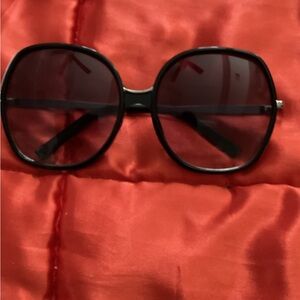 Oversized Black and Silver Women's Sunglasses